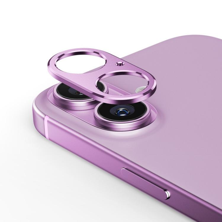 For iPhone 16 Plus Kalebol Metal Hollow Lens Protection Ring - Purple