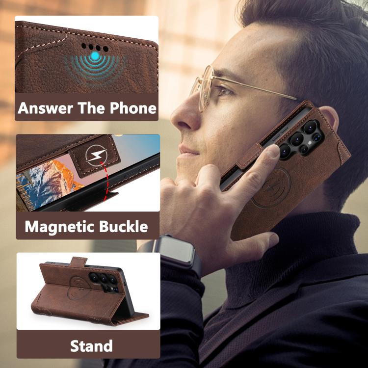For Samsung Galaxy S23 Ultra 5G SUTENI J07 Multifunctional Horizontal Flip Magsafe Leather Phone Case