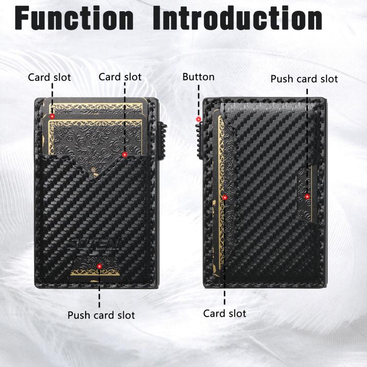 The Suteni carbon fiber pattern double-sided card insertion button automatically ejects the card box - Black