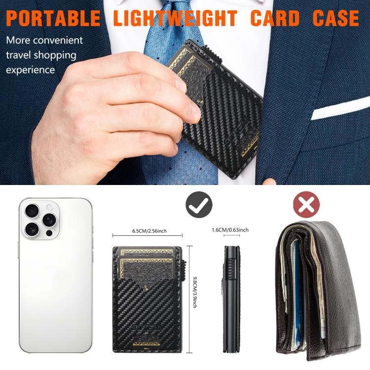 The Suteni carbon fiber pattern double-sided card insertion button automatically ejects the card box - Black