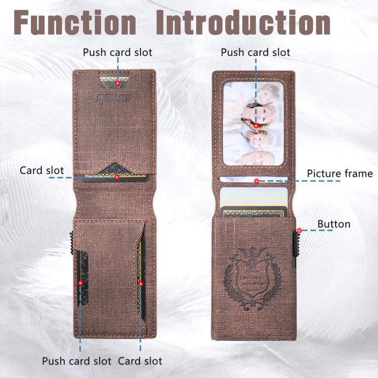 The Suteni denim pattern button automatically pops out the veneered printed card box