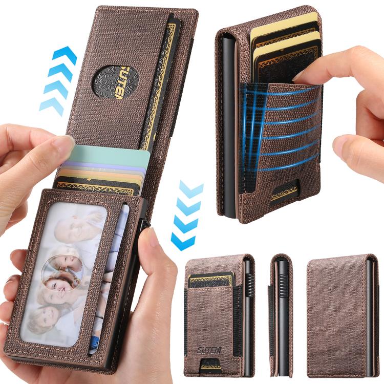 The Suteni denim pattern button automatically pops out the elastic band card box