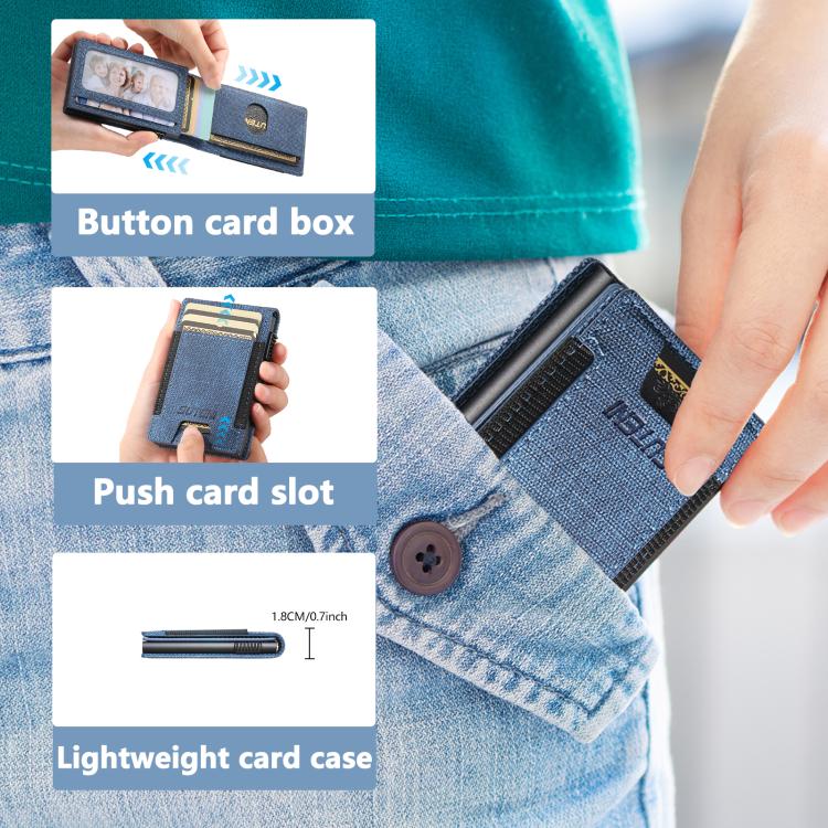 The Suteni denim pattern button automatically pops out the elastic band card box