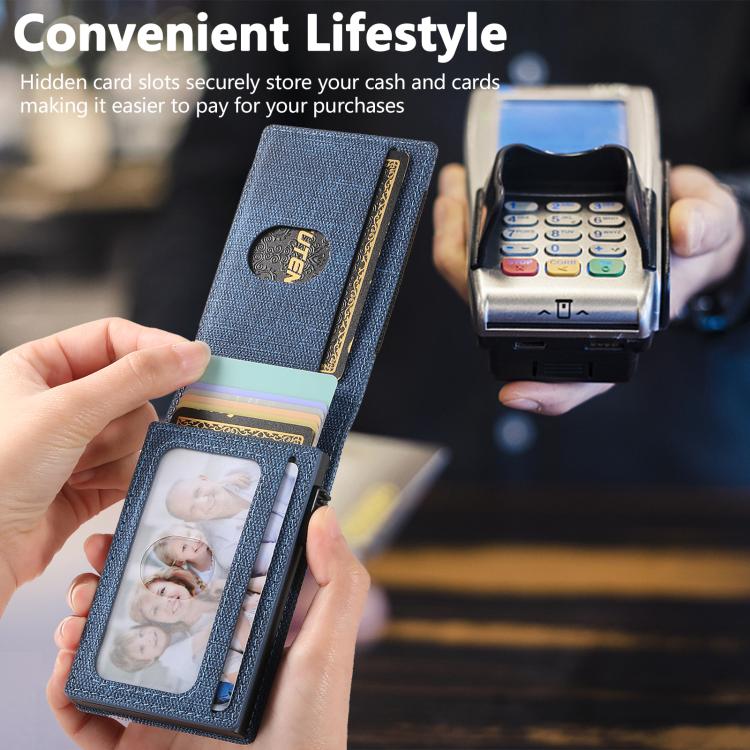 The Suteni denim pattern button automatically pops out the elastic band card box