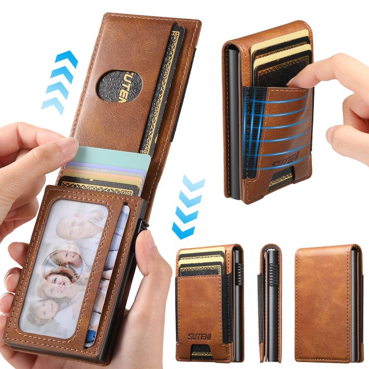 The Suteni oil wax pattern button automatically pops out the elastic band card box