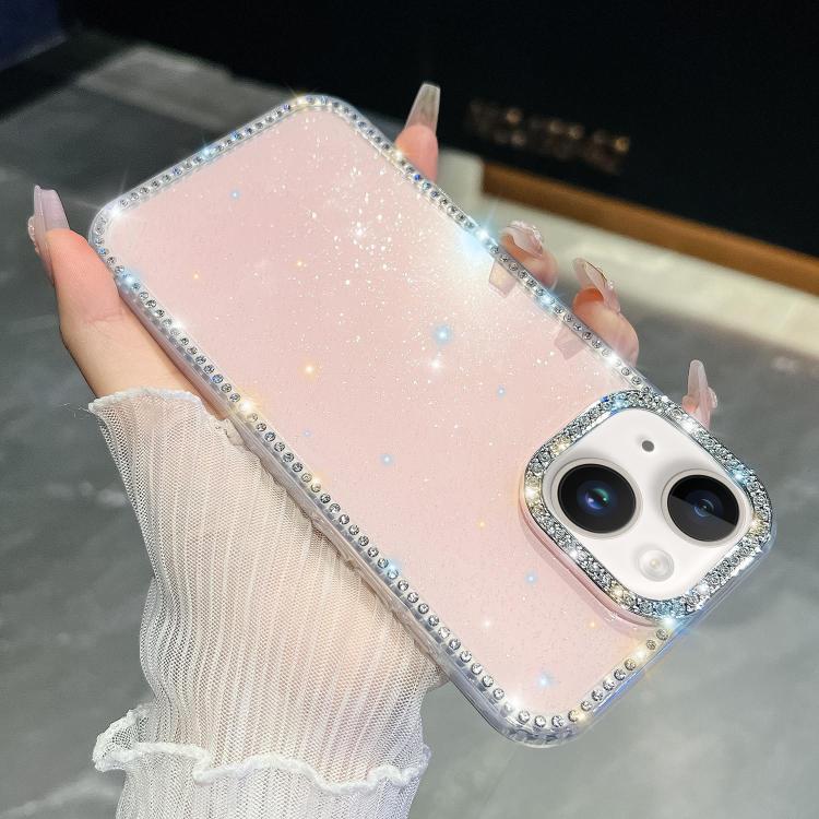 For iPhone 13 Rhinestone Glitter TPU 4-corners Anti-fall Phone Case