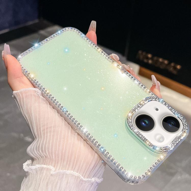 For iPhone 13 Rhinestone Glitter TPU 4-corners Anti-fall Phone Case