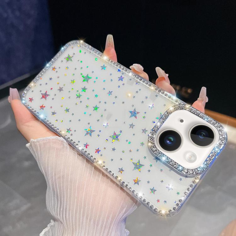 For iPhone 13 Rhinestone Glitter TPU 4-corners Anti-fall Phone Case