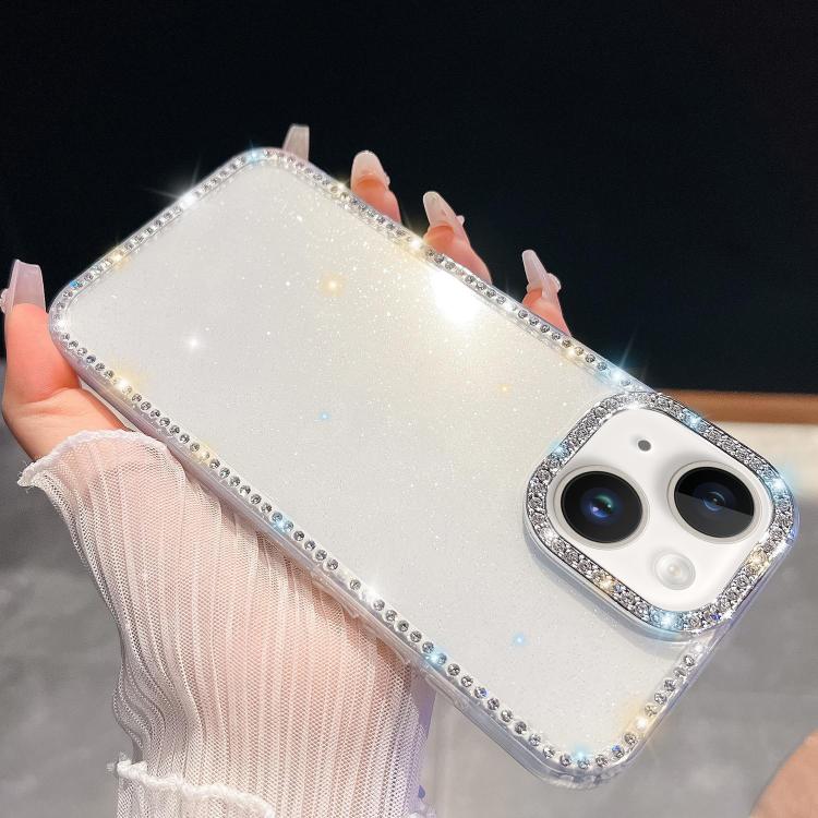 For iPhone 13 Rhinestone Glitter TPU 4-corners Anti-fall Phone Case