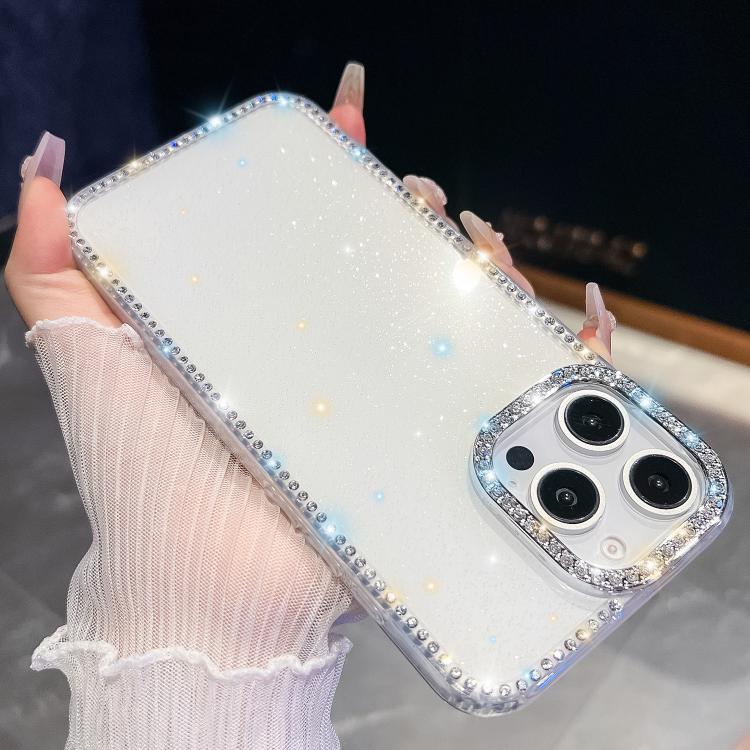 For iPhone 13 Pro Max Rhinestone Glitter TPU 4-corners Anti-fall Phone Case