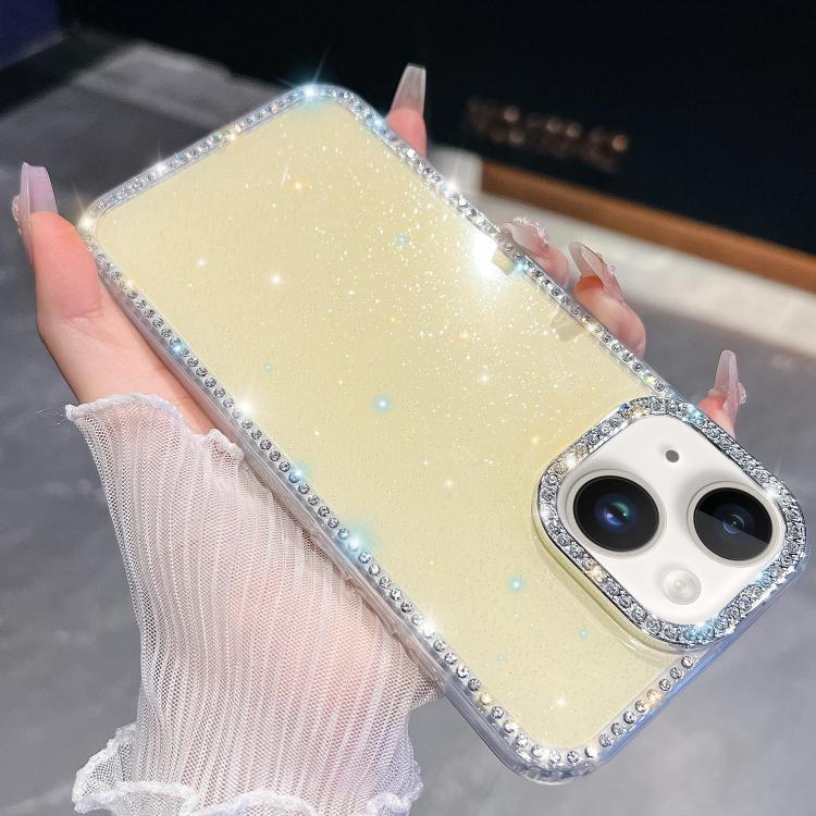 For iPhone 14 Rhinestone Glitter TPU 4-corners Anti-fall Phone Case