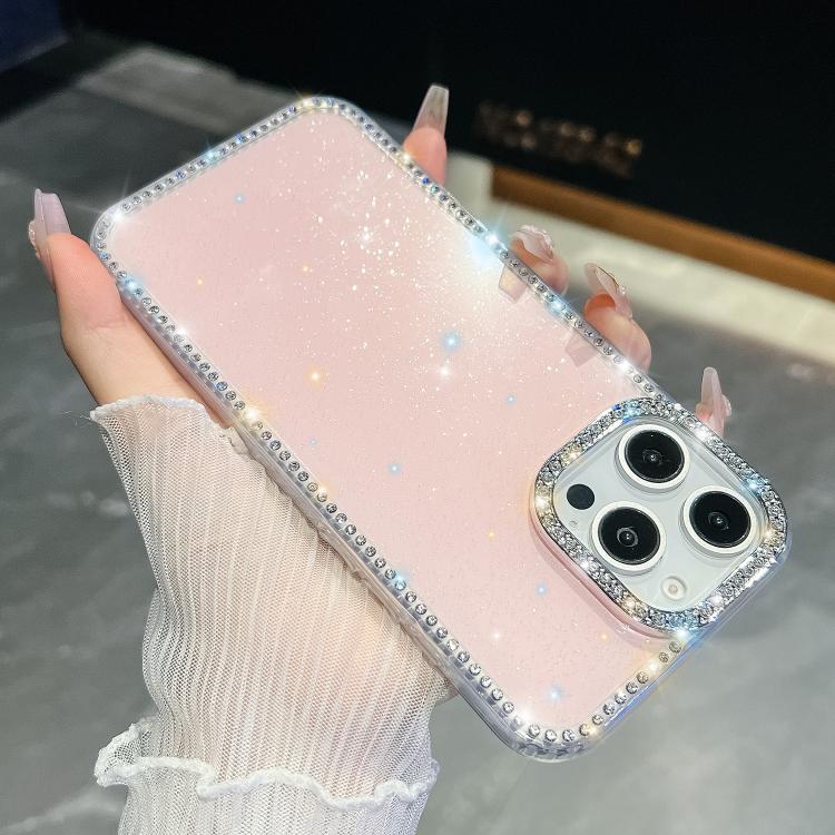 For iPhone 14 Pro Max Rhinestone Glitter TPU 4-corners Anti-fall Phone Case