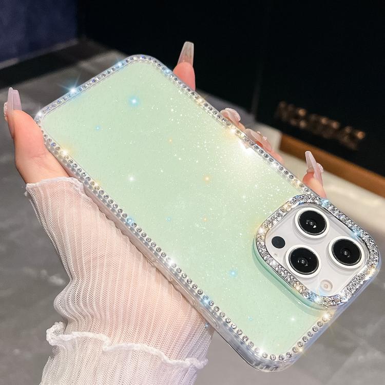 For iPhone 14 Pro Max Rhinestone Glitter TPU 4-corners Anti-fall Phone Case