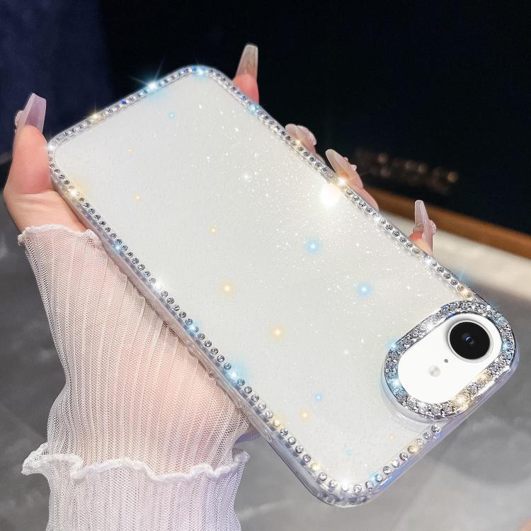For iPhone 17e / 16e Rhinestone Glitter TPU 4-corners Anti-fall Phone Case