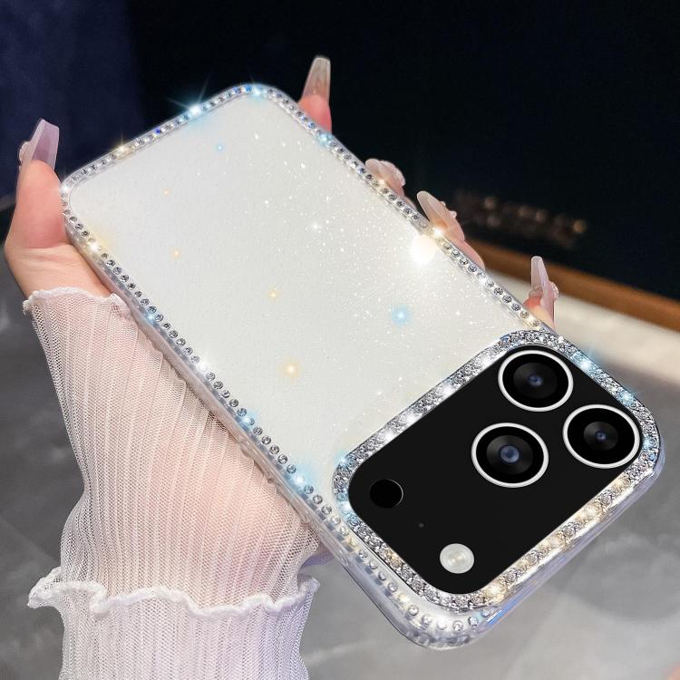 For iPhone 17 Pro Max Rhinestone Glitter TPU 4-corners Anti-fall Phone Case