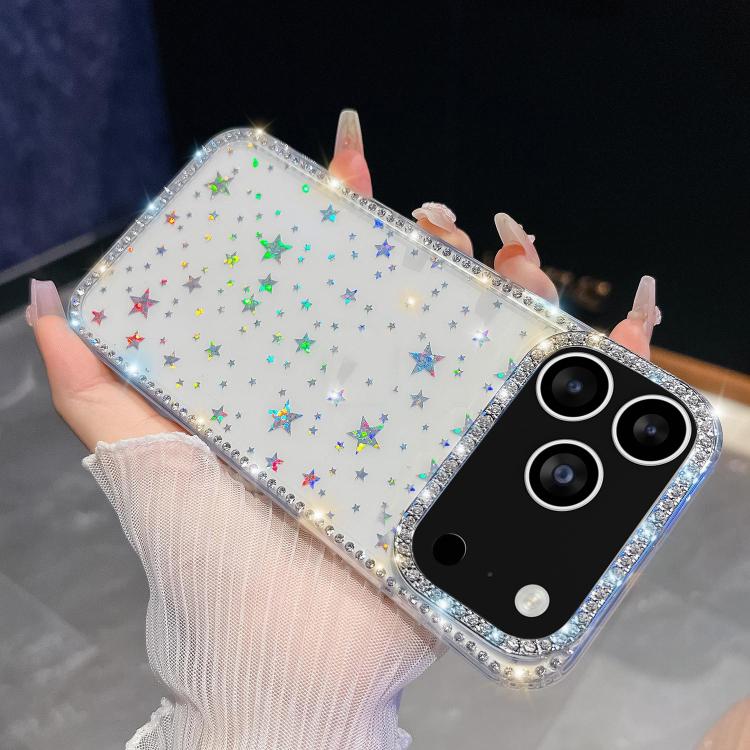 For iPhone 17 Pro Rhinestone Glitter TPU 4-corners Anti-fall Phone Case