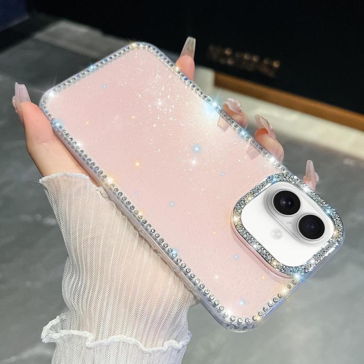 For iPhone 17 Rhinestone Glitter TPU 4-corners Anti-fall Phone Case