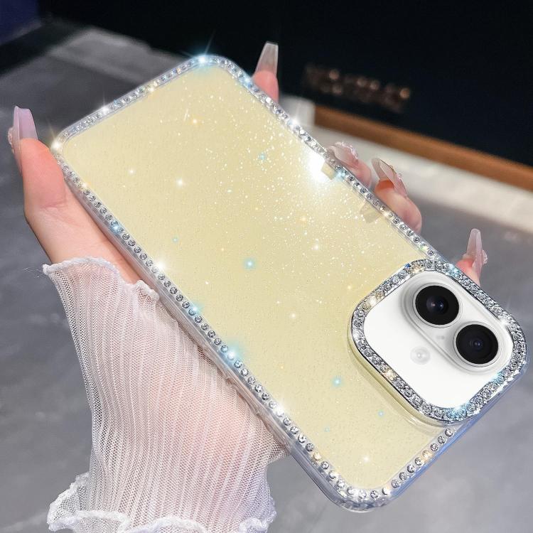For iPhone 17 Rhinestone Glitter TPU 4-corners Anti-fall Phone Case