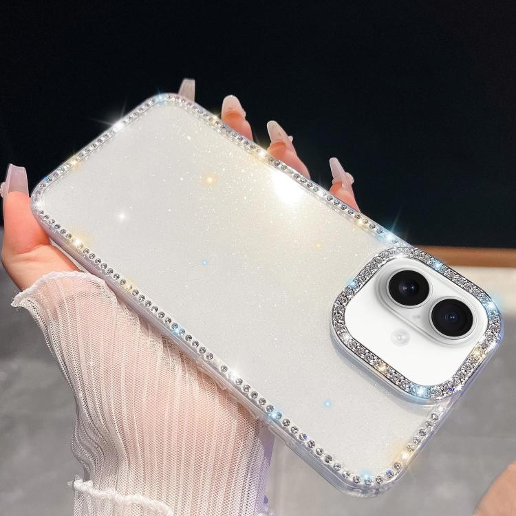 For iPhone 17 Rhinestone Glitter TPU 4-corners Anti-fall Phone Case