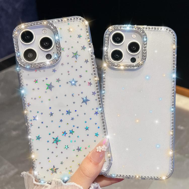 For iPhone 15 Pro Rhinestone Glitter TPU 4-corners Anti-fall Phone Case