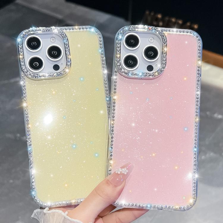 For iPhone 15 Pro Rhinestone Glitter TPU 4-corners Anti-fall Phone Case