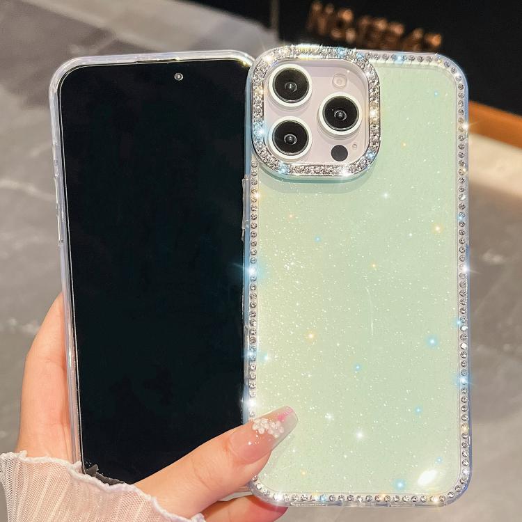 For iPhone 15 Pro Rhinestone Glitter TPU 4-corners Anti-fall Phone Case