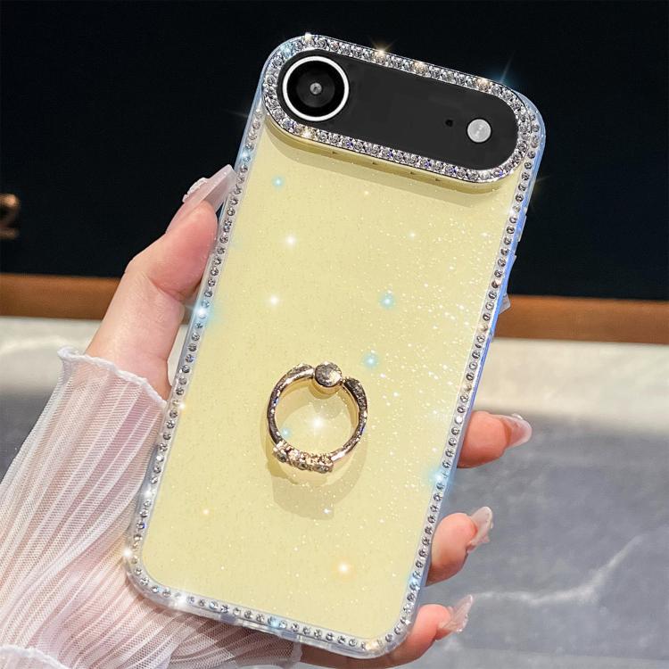 For iPhone Air Rhinestone Glitter TPU Ring Holder Anti-fall Phone Case