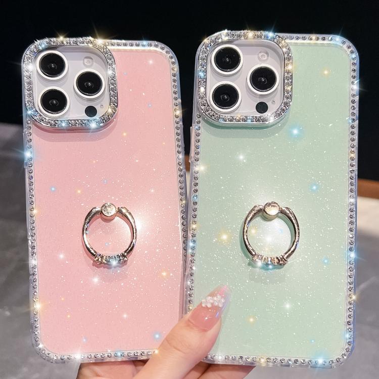 For iPhone 17e / 16e Rhinestone Glitter TPU Ring Holder Anti-fall Phone Case