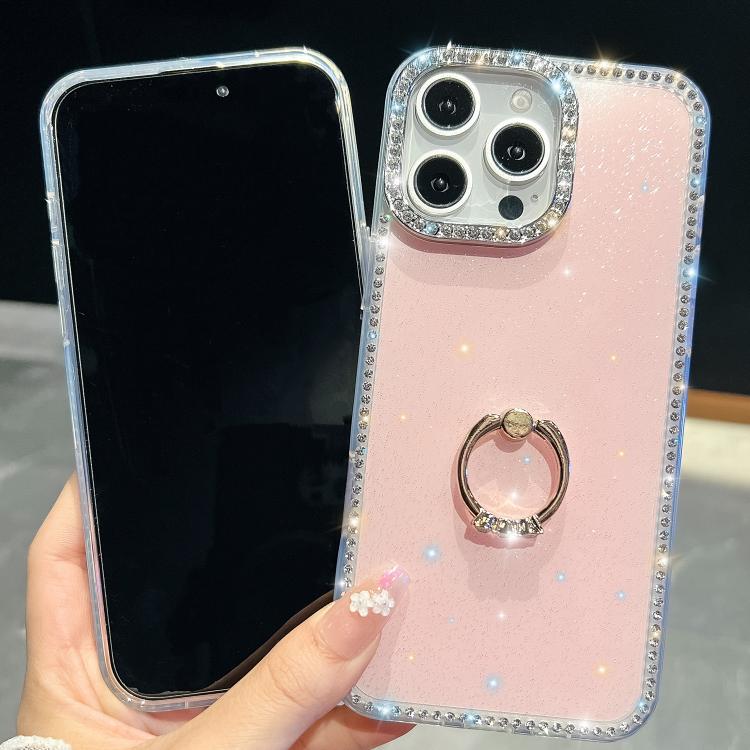 For iPhone 17e / 16e Rhinestone Glitter TPU Ring Holder Anti-fall Phone Case