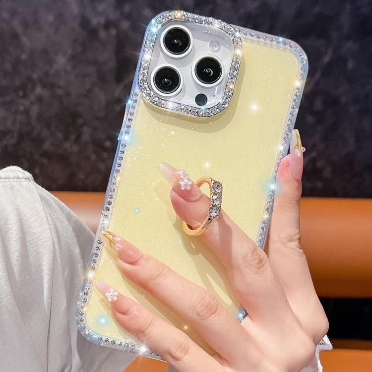 For iPhone 17e / 16e Rhinestone Glitter TPU Ring Holder Anti-fall Phone Case