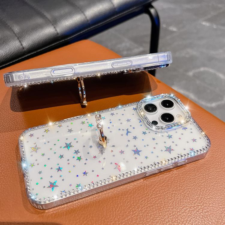 For iPhone 17e / 16e Rhinestone Glitter TPU Ring Holder Anti-fall Phone Case