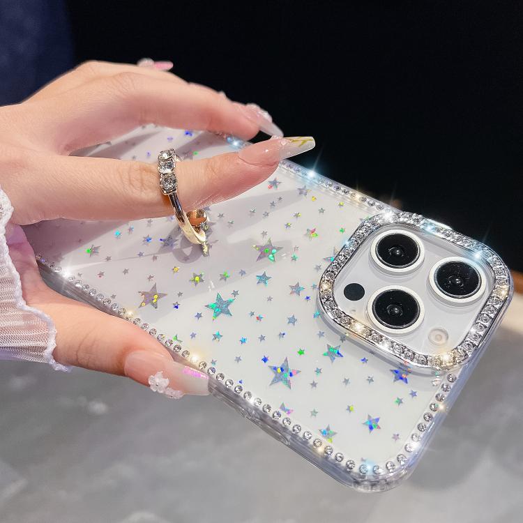 For iPhone 17e / 16e Rhinestone Glitter TPU Ring Holder Anti-fall Phone Case