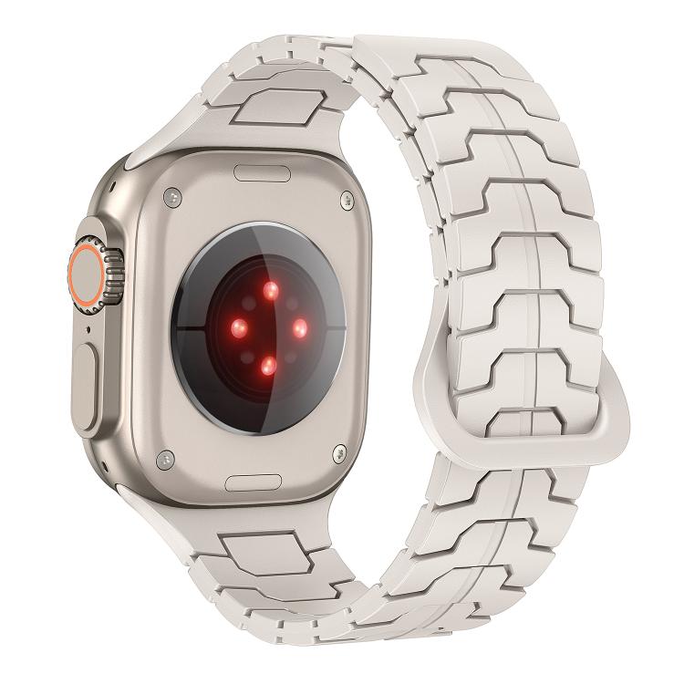 For Apple Watch 46mm / 49mm / 45mm / 44mm Steel Dragon Scale Magnetic Silicone Watch Band