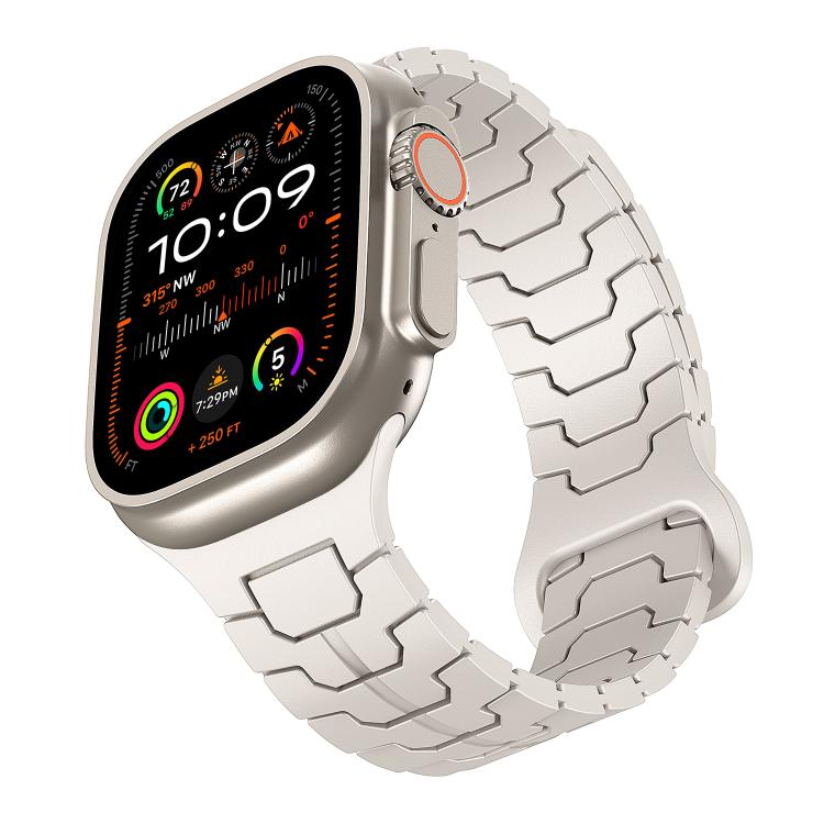 For Apple Watch 46mm / 49mm / 45mm / 44mm Steel Dragon Scale Magnetic Silicone Watch Band