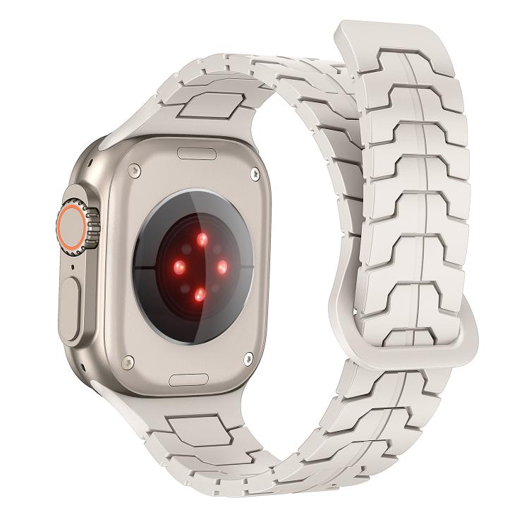 For Apple Watch 46mm / 49mm / 45mm / 44mm Steel Dragon Scale Magnetic Silicone Watch Band