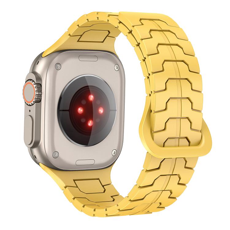 For Apple Watch 46mm / 49mm / 45mm / 44mm Steel Dragon Scale Magnetic Silicone Watch Band