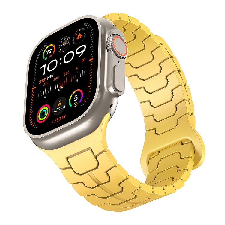 For Apple Watch 46mm / 49mm / 45mm / 44mm Steel Dragon Scale Magnetic Silicone Watch Band