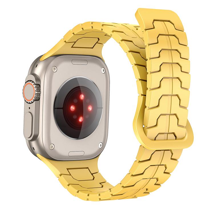 For Apple Watch 46mm / 49mm / 45mm / 44mm Steel Dragon Scale Magnetic Silicone Watch Band
