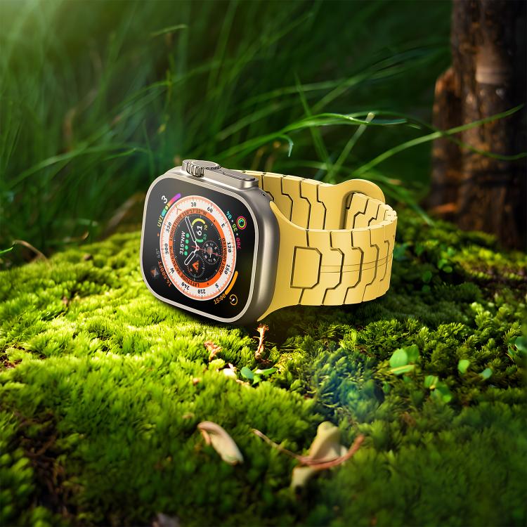 For Apple Watch 46mm / 49mm / 45mm / 44mm Steel Dragon Scale Magnetic Silicone Watch Band