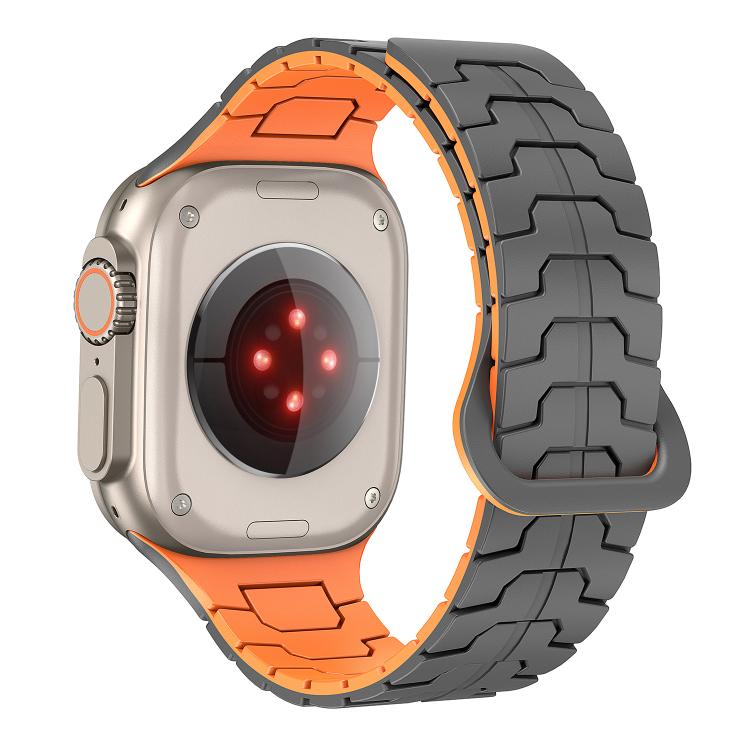 For Apple Watch 46mm / 49mm / 45mm / 44mm Steel Dragon Scale Magnetic Silicone Watch Band