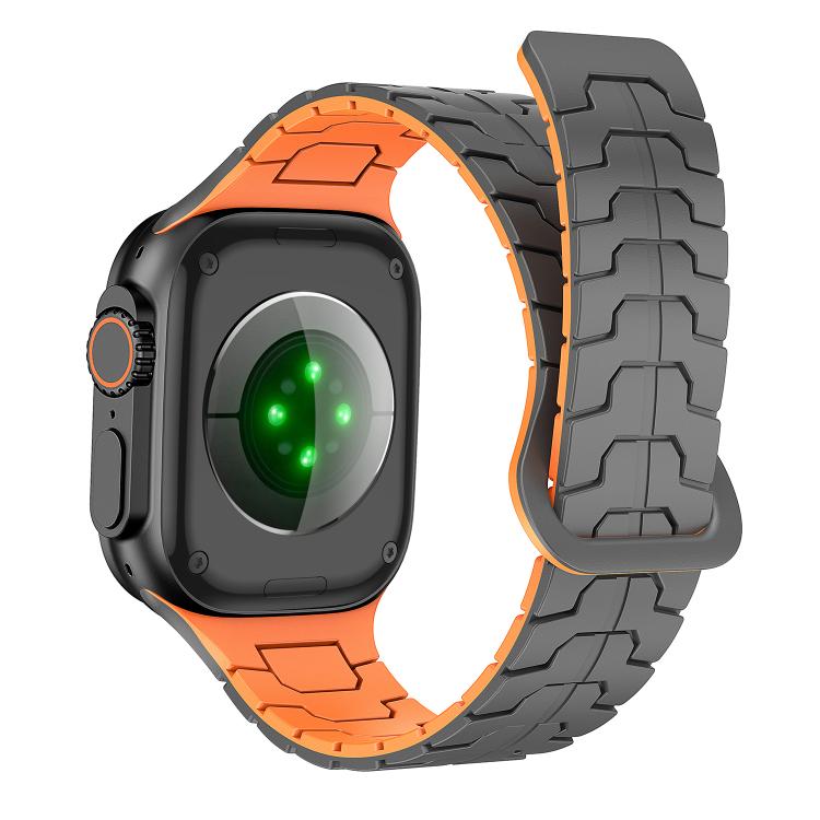 For Apple Watch 46mm / 49mm / 45mm / 44mm Steel Dragon Scale Magnetic Silicone Watch Band
