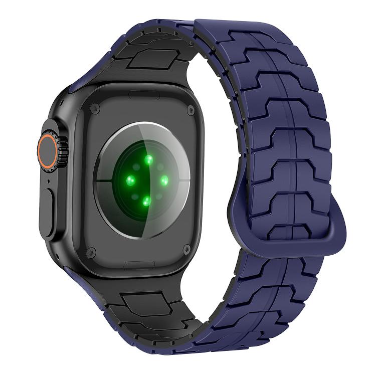 For Apple Watch 46mm / 49mm / 45mm / 44mm Steel Dragon Scale Magnetic Silicone Watch Band