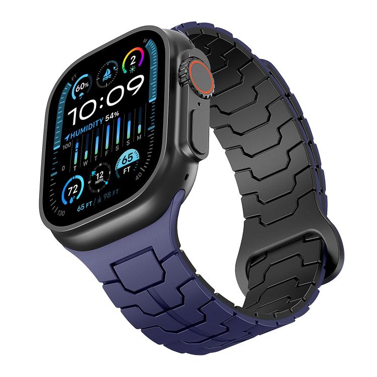 For Apple Watch 46mm / 49mm / 45mm / 44mm Steel Dragon Scale Magnetic Silicone Watch Band