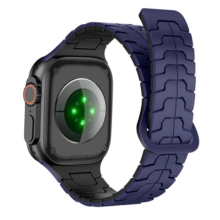 For Apple Watch 46mm / 49mm / 45mm / 44mm Steel Dragon Scale Magnetic Silicone Watch Band