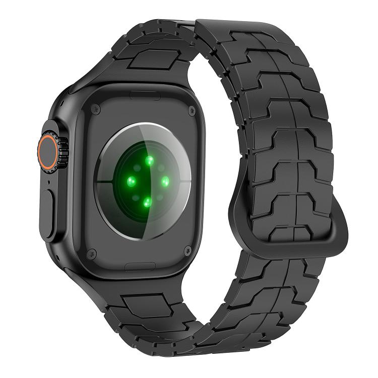 For Apple Watch 46mm / 49mm / 45mm / 44mm Steel Dragon Scale Magnetic Silicone Watch Band