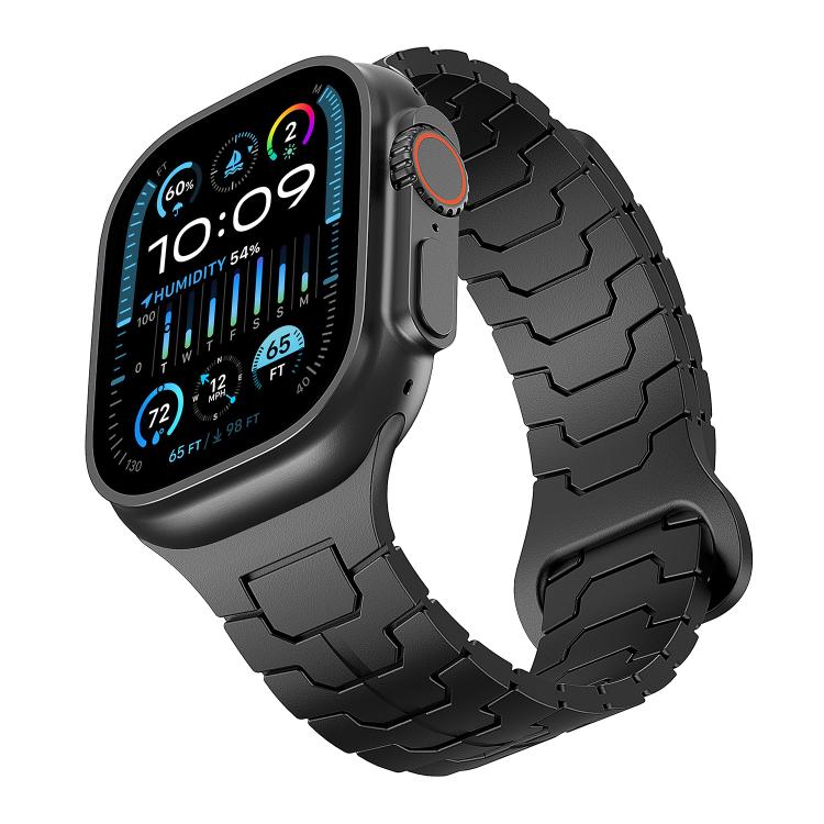 For Apple Watch 46mm / 49mm / 45mm / 44mm Steel Dragon Scale Magnetic Silicone Watch Band