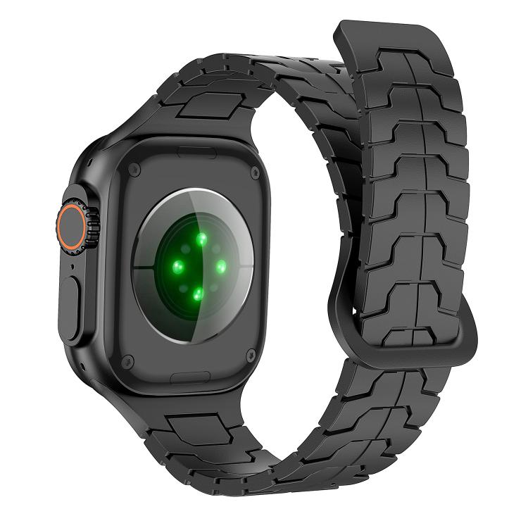 For Apple Watch 46mm / 49mm / 45mm / 44mm Steel Dragon Scale Magnetic Silicone Watch Band