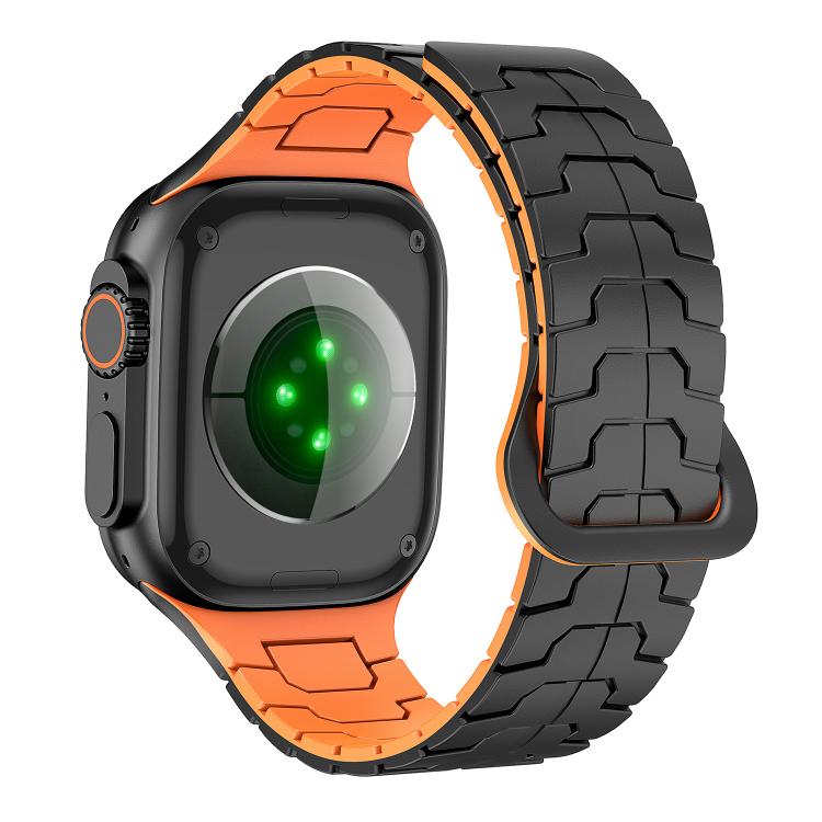 For Apple Watch 46mm / 49mm / 45mm / 44mm Steel Dragon Scale Magnetic Silicone Watch Band