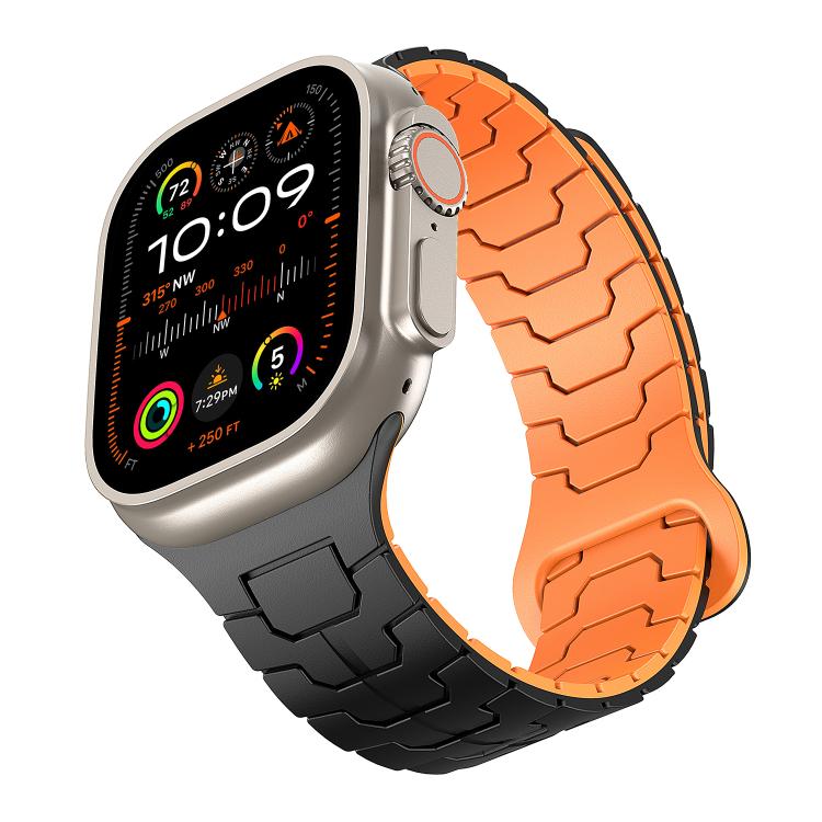 For Apple Watch 46mm / 49mm / 45mm / 44mm Steel Dragon Scale Magnetic Silicone Watch Band