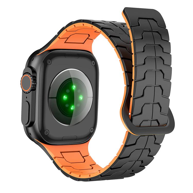 For Apple Watch 46mm / 49mm / 45mm / 44mm Steel Dragon Scale Magnetic Silicone Watch Band